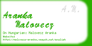 aranka malovecz business card